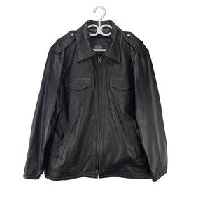 RUDSAK Luxury Minimalist VTG Leather Bomber Jacket Quiet Luxury Contemporary 42‎